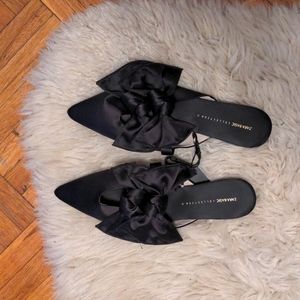 Zara black satin pointy toe mules size 39